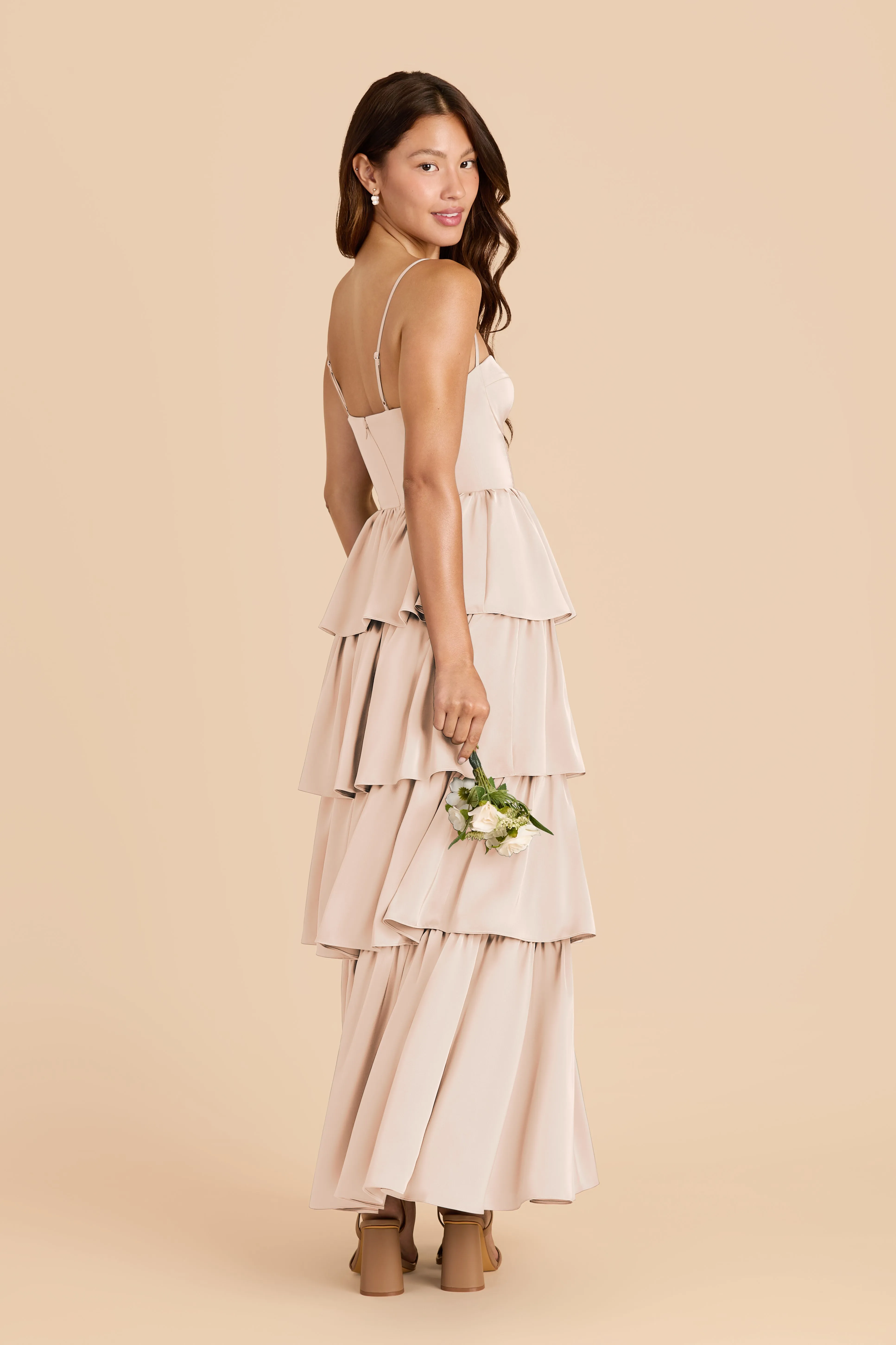 Lola Matte Satin Dress - Champagne sold by Birdy Grey product image thumbnail 3