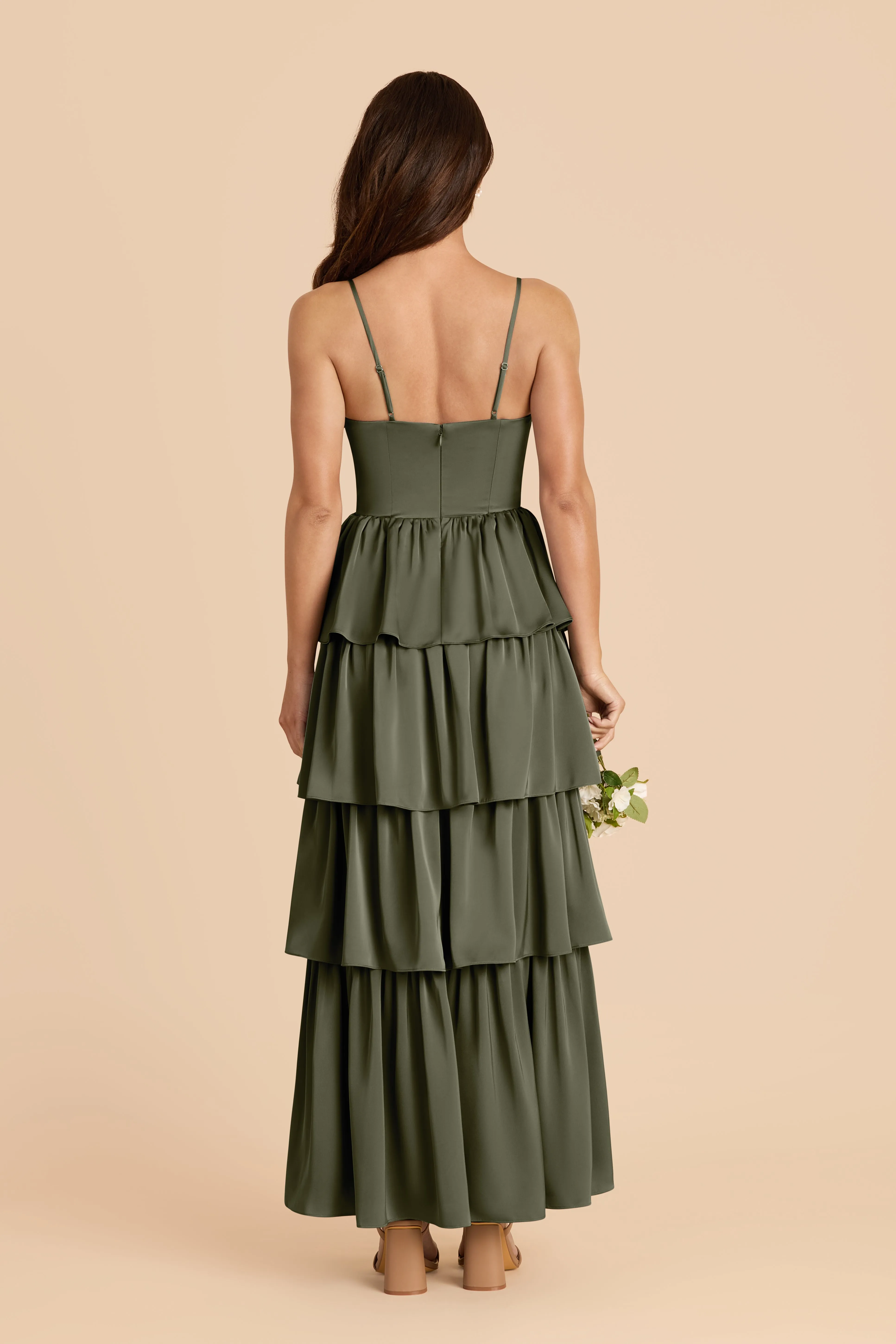 Lola Matte Satin Dress - Olive sold by Birdy Grey product image thumbnail 4