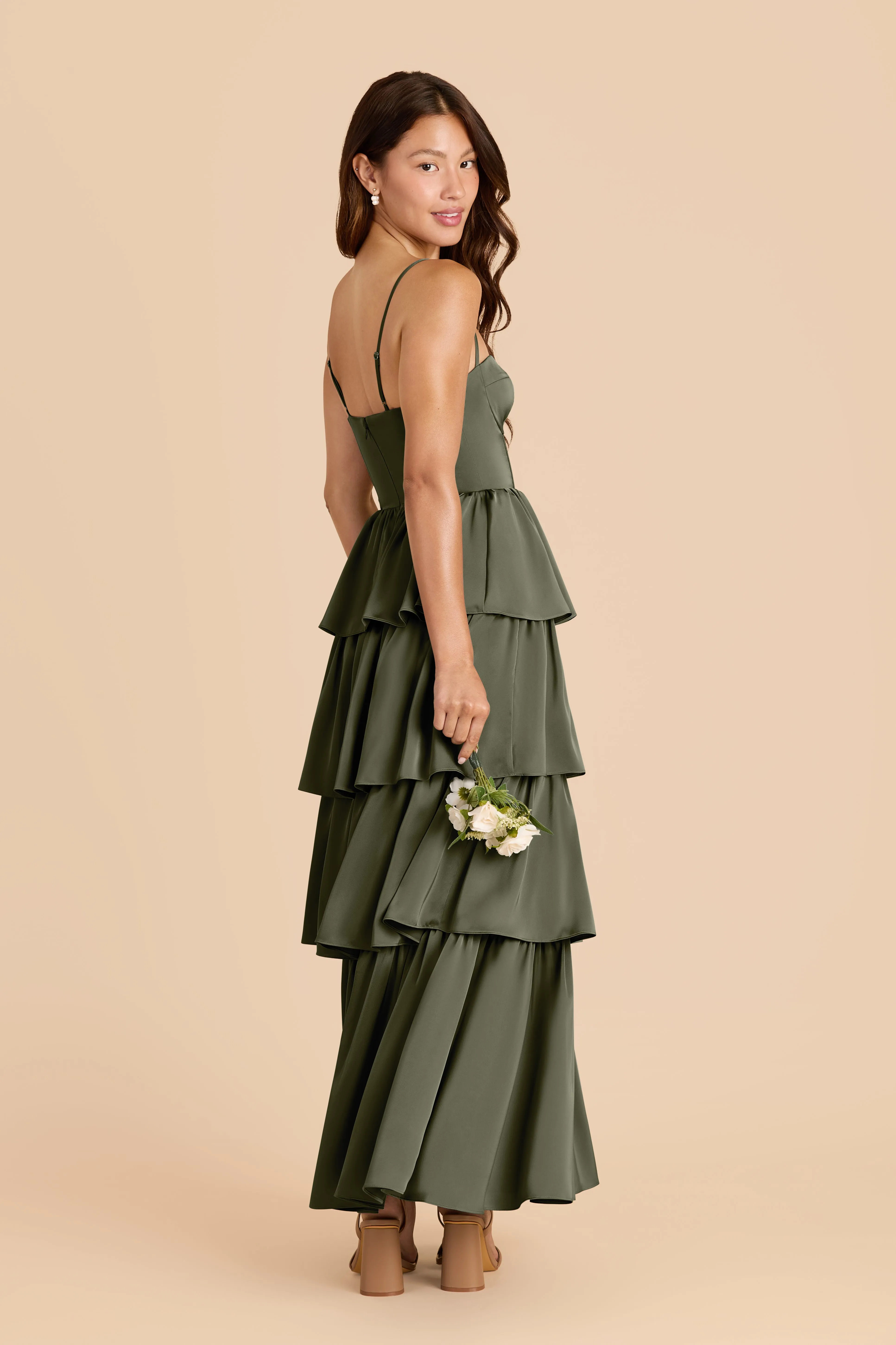 Lola Matte Satin Dress - Olive sold by Birdy Grey product image thumbnail 3