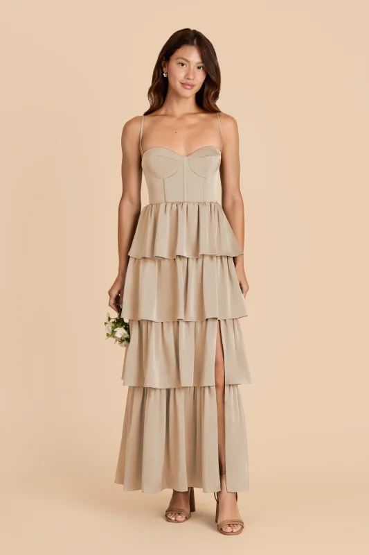 Lola Matte Satin Dress - Neutral Champagne sold by Birdy Grey