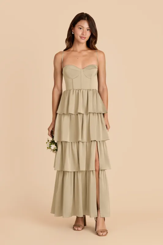 Lola Matte Satin Dress - Moss Green sold by Birdy Grey