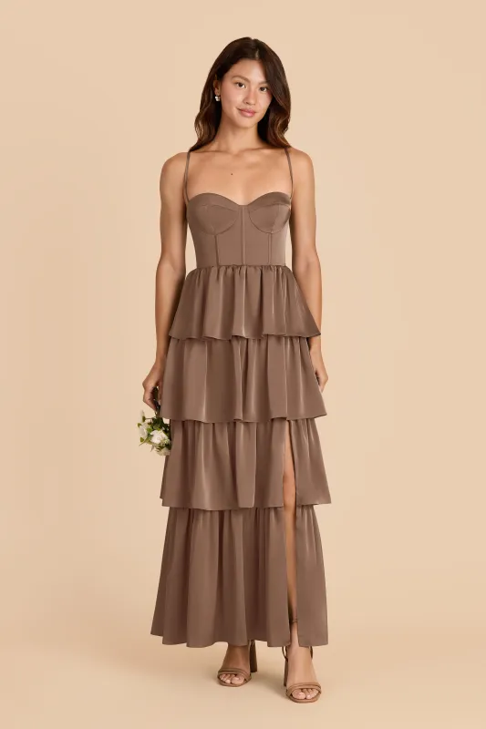 Lola Matte Satin Dress - Mocha sold by Birdy Grey