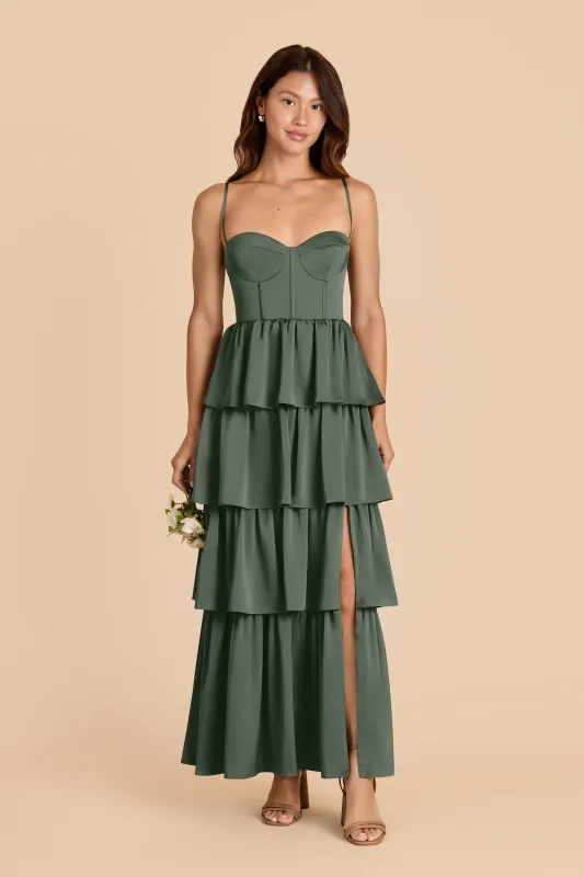 Lola Matte Satin Dress - Eucalyptus sold by Birdy Grey
