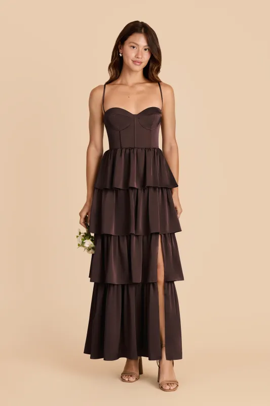 Lola Matte Satin Dress - Espresso sold by Birdy Grey