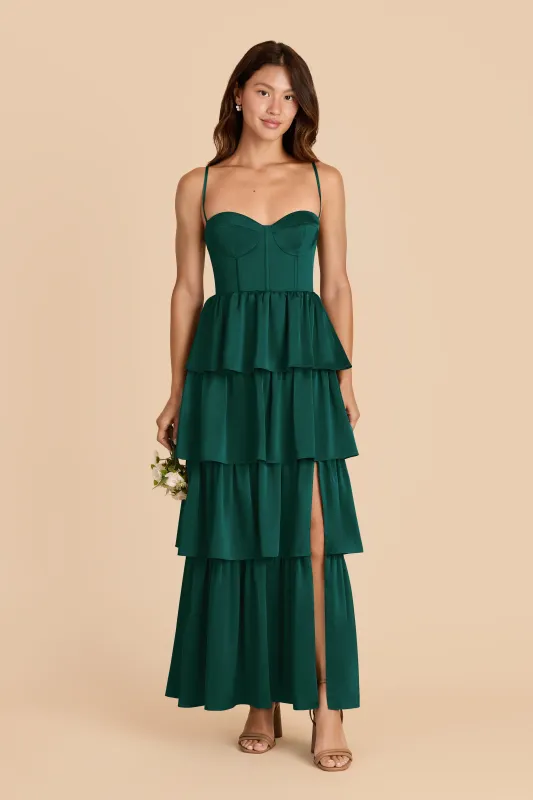 Lola Matte Satin Dress - Emerald sold by Birdy Grey