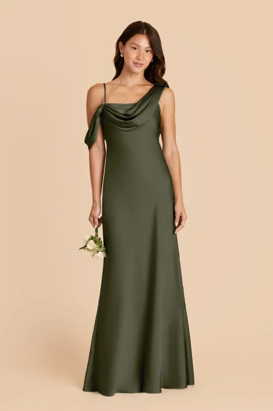 Freya Matte Satin Dress - Olive sold by Birdy Grey