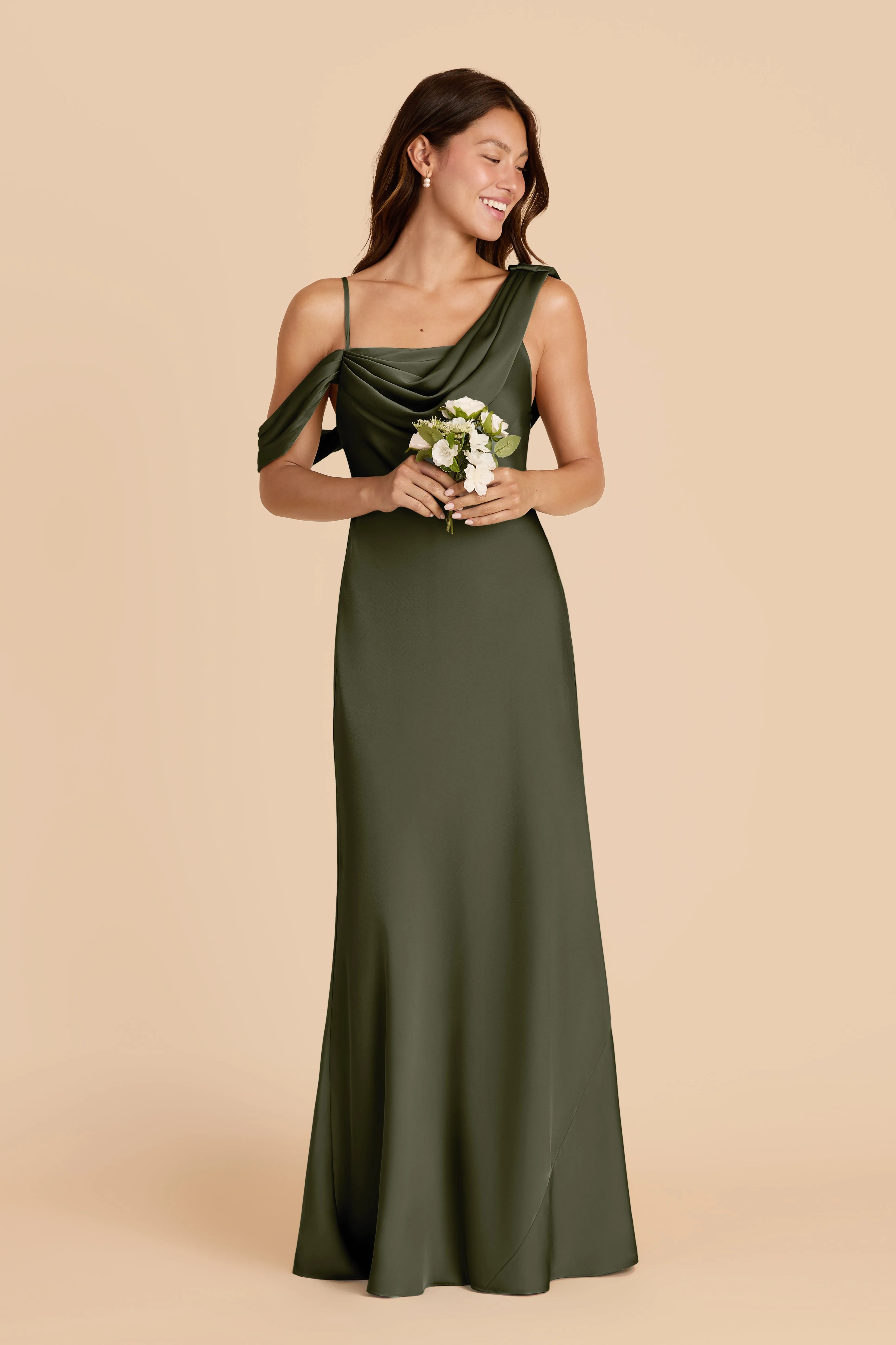 Freya Matte Satin Dress - Olive sold by Birdy Grey product image thumbnail 2