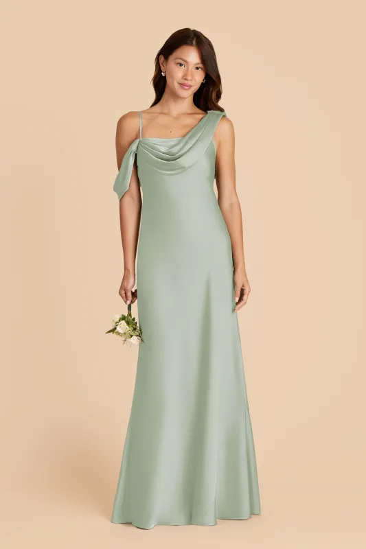 Freya Matte Satin Dress - Sage sold by Birdy Grey
