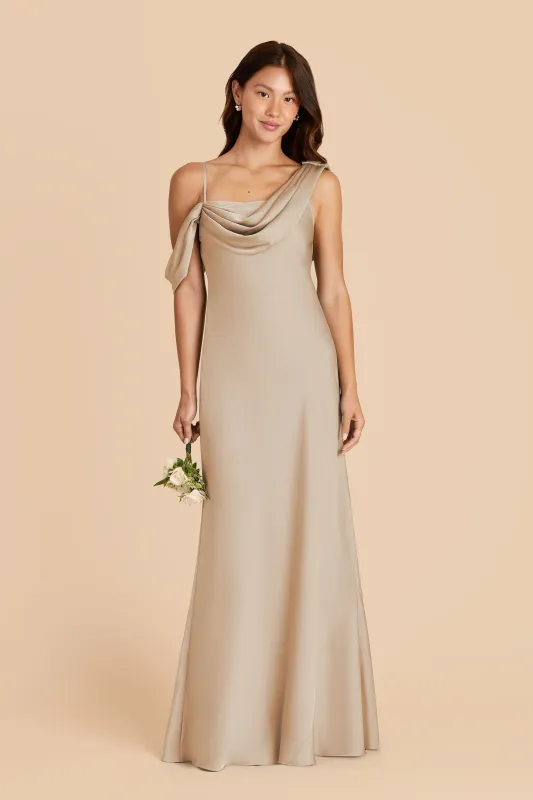 Freya Matte Satin Dress - Neutral Champagne sold by Birdy Grey