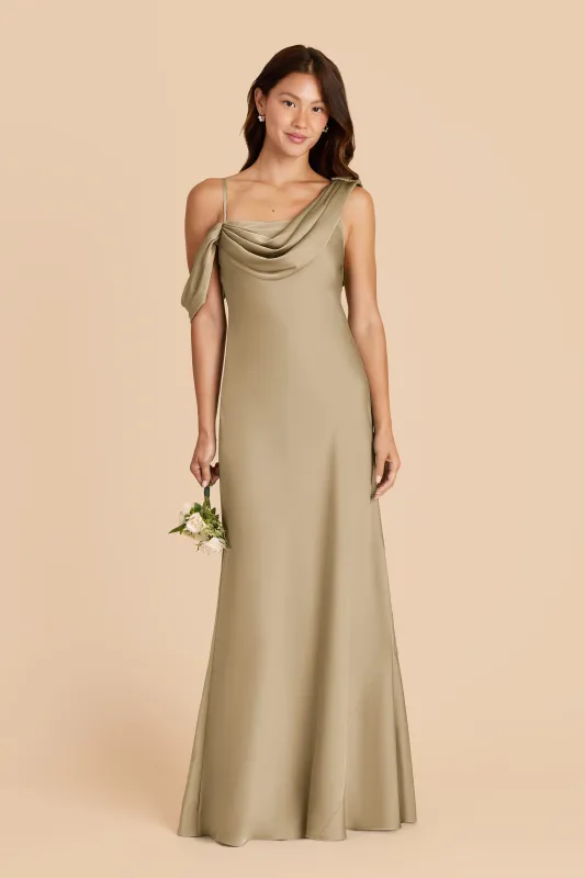 Freya Matte Satin Dress - Moss Green sold by Birdy Grey