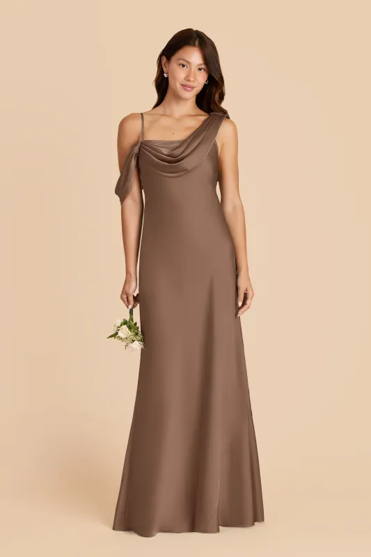 Freya Matte Satin Dress - Mocha sold by Birdy Grey