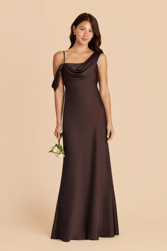 Freya Matte Satin Dress - Espresso sold by Birdy Grey
