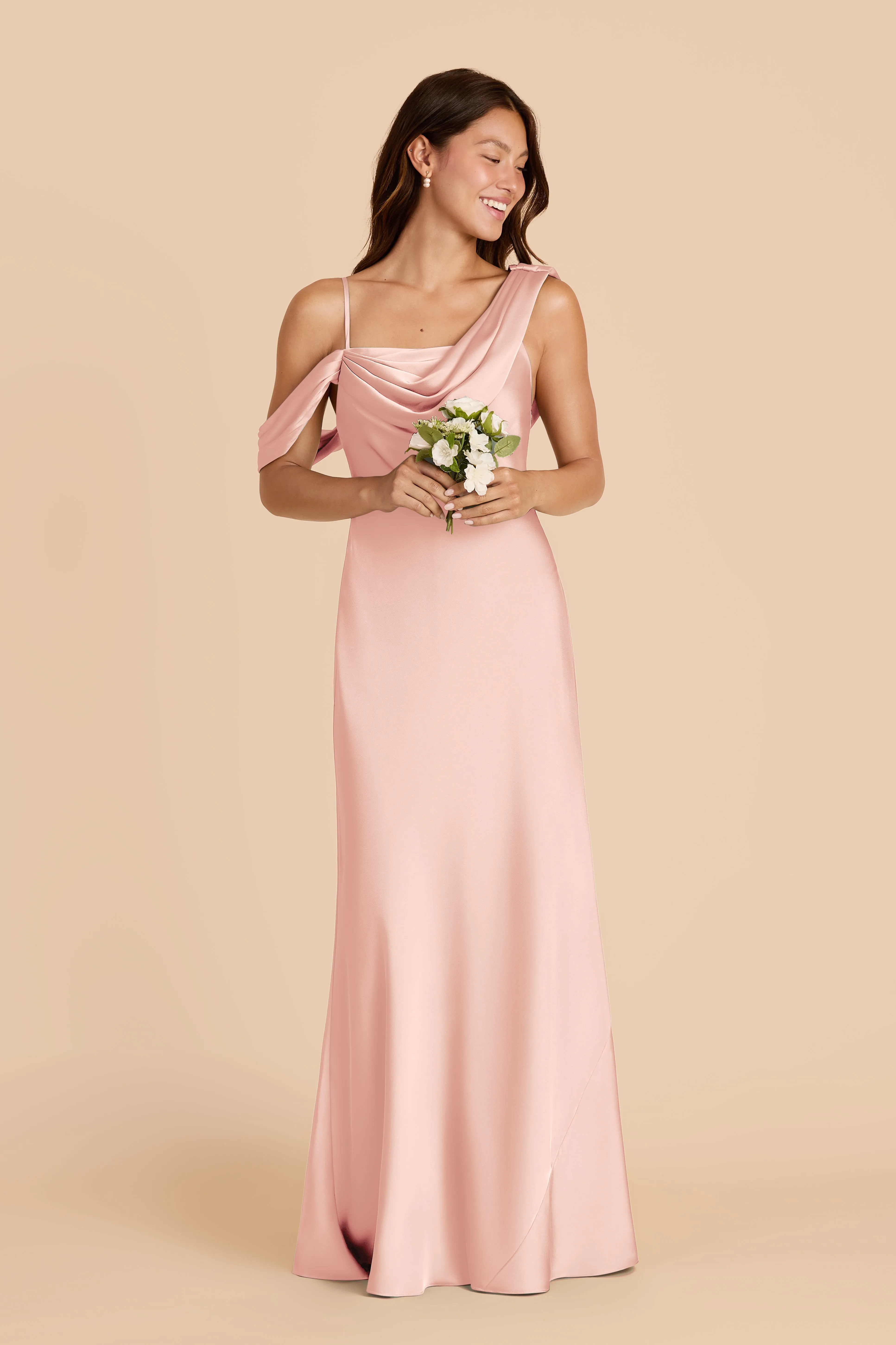 Freya Matte Satin Dress - Blush Pink sold by Birdy Grey