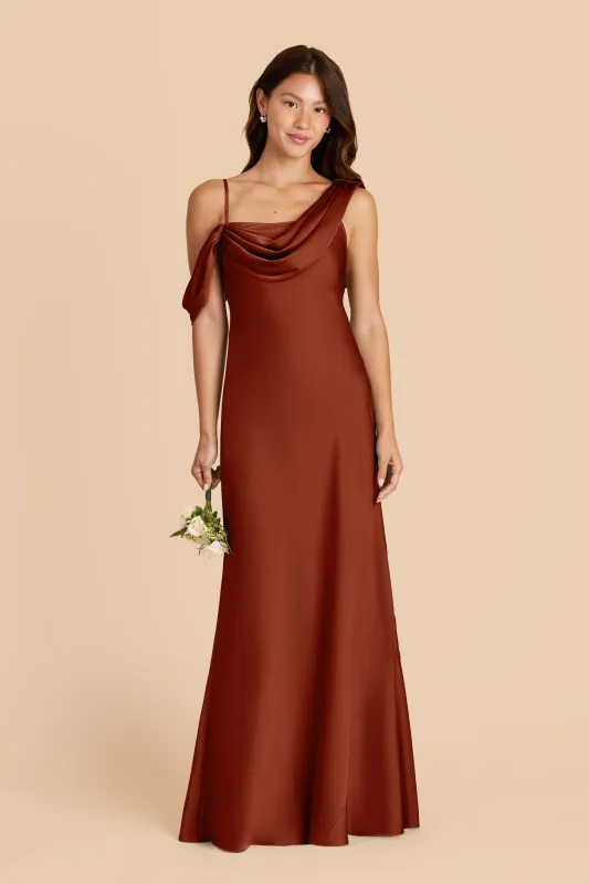 Freya Matte Satin Dress - Auburn sold by Birdy Grey