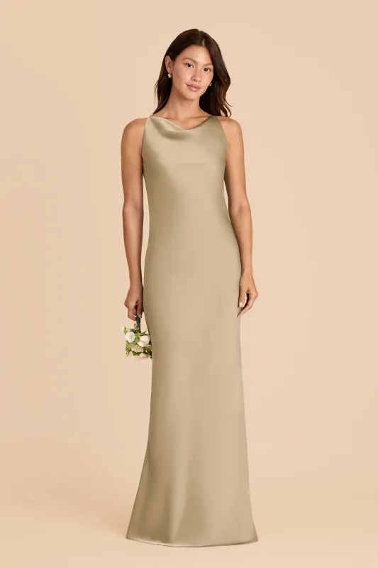 Destiny Matte Satin Dress - Moss Green sold by Birdy Grey