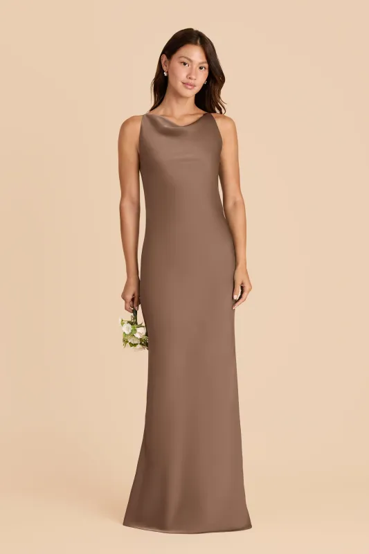 Destiny Matte Satin Dress - Mocha sold by Birdy Grey