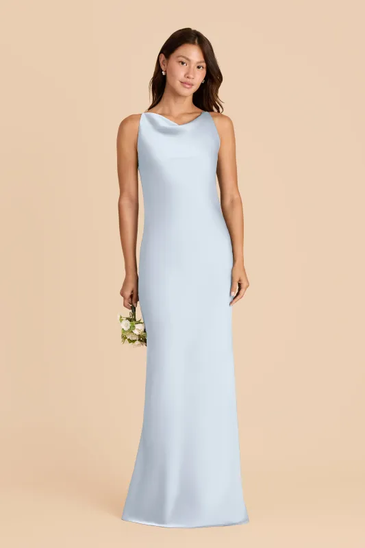 Destiny Matte Satin Dress - Mist Blue sold by Birdy Grey