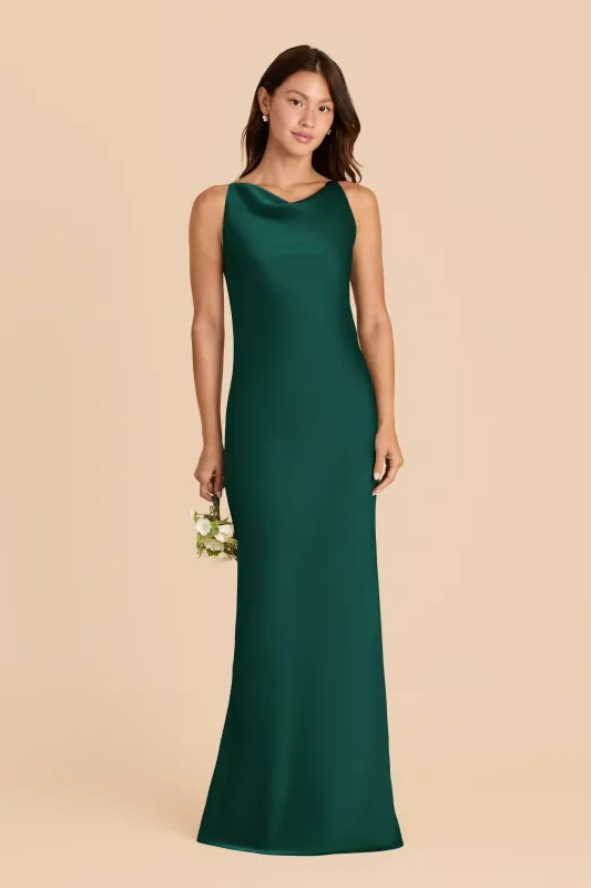 Destiny Matte Satin Dress - Emerald sold by Birdy Grey