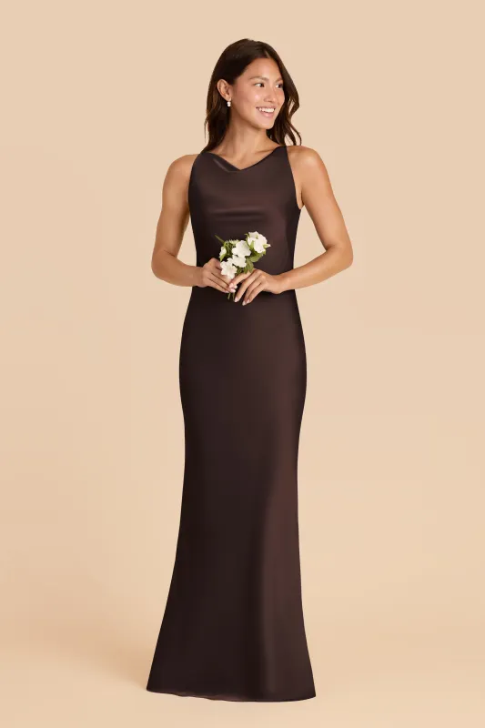 Destiny Matte Satin Dress - Espresso made by Birdy Grey