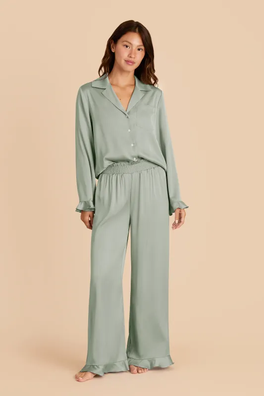 Esther Ruffled Long Sleeve Pajama Set - Sage sold by Birdy Grey