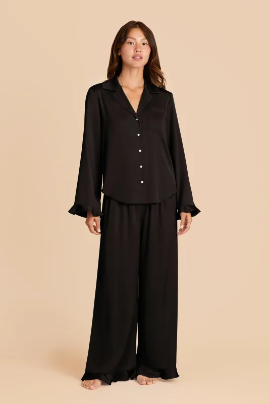Esther Ruffled Long Sleeve Pajama Set - Black sold by Birdy Grey