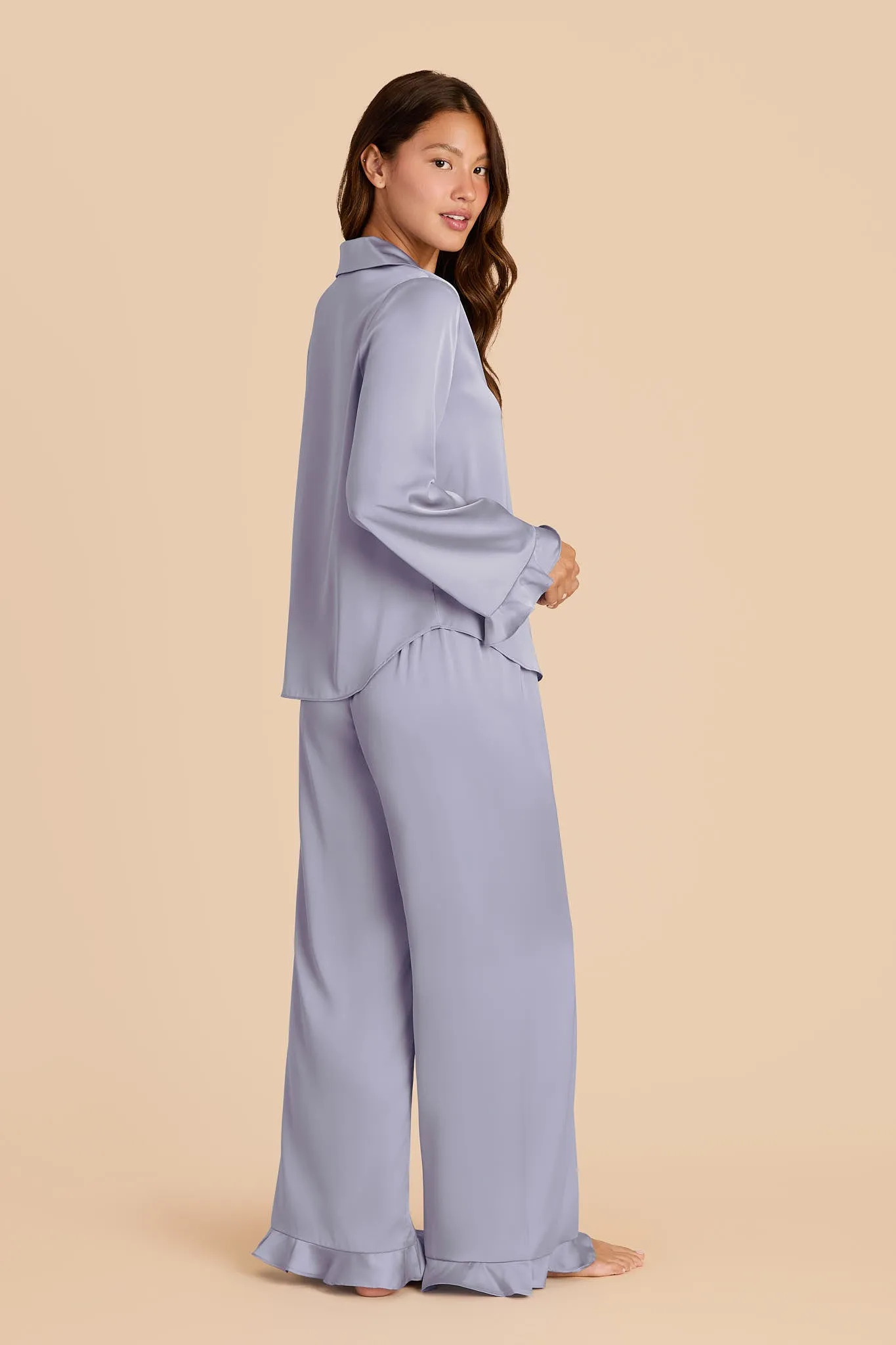 Esther Ruffled Long Sleeve Pajama Set - Dusty Blue sold by Birdy Grey product image thumbnail 5