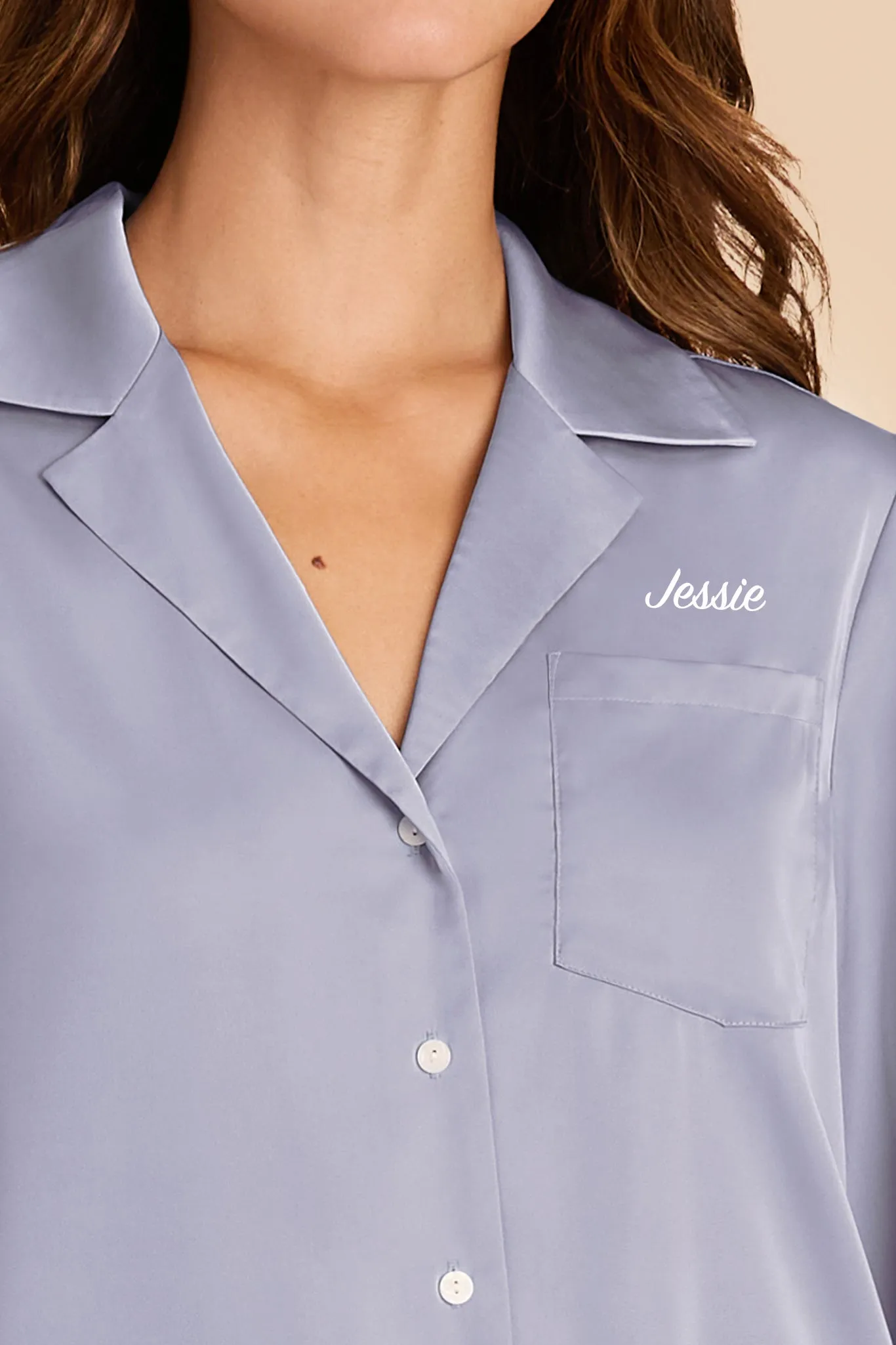 Esther Ruffled Long Sleeve Pajama Set - Dusty Blue sold by Birdy Grey product image thumbnail 2