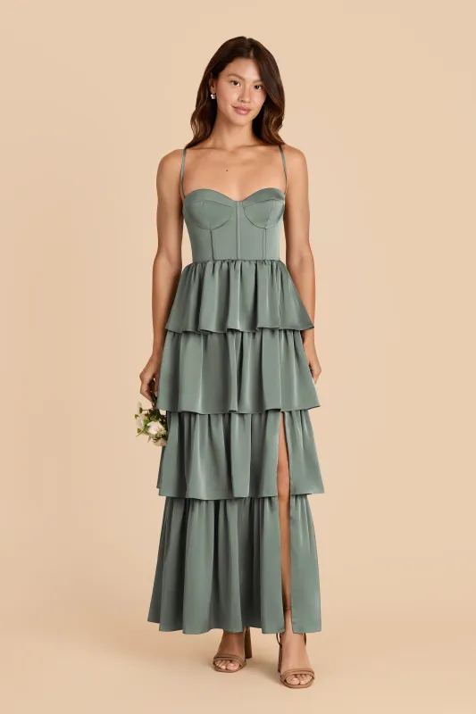 Lola Matte Satin Dress - Sea Glass sold by Birdy Grey