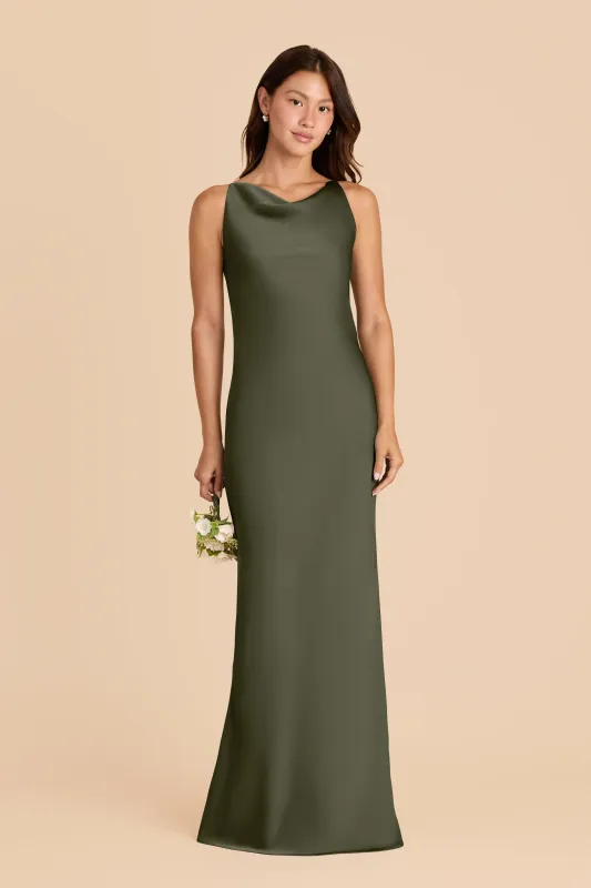 Destiny Matte Satin Dress - Olive sold by Birdy Grey
