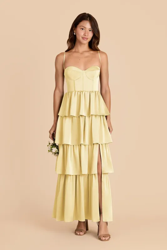 Lola Matte Satin Dress - Lemon Sorbet sold by Birdy Grey