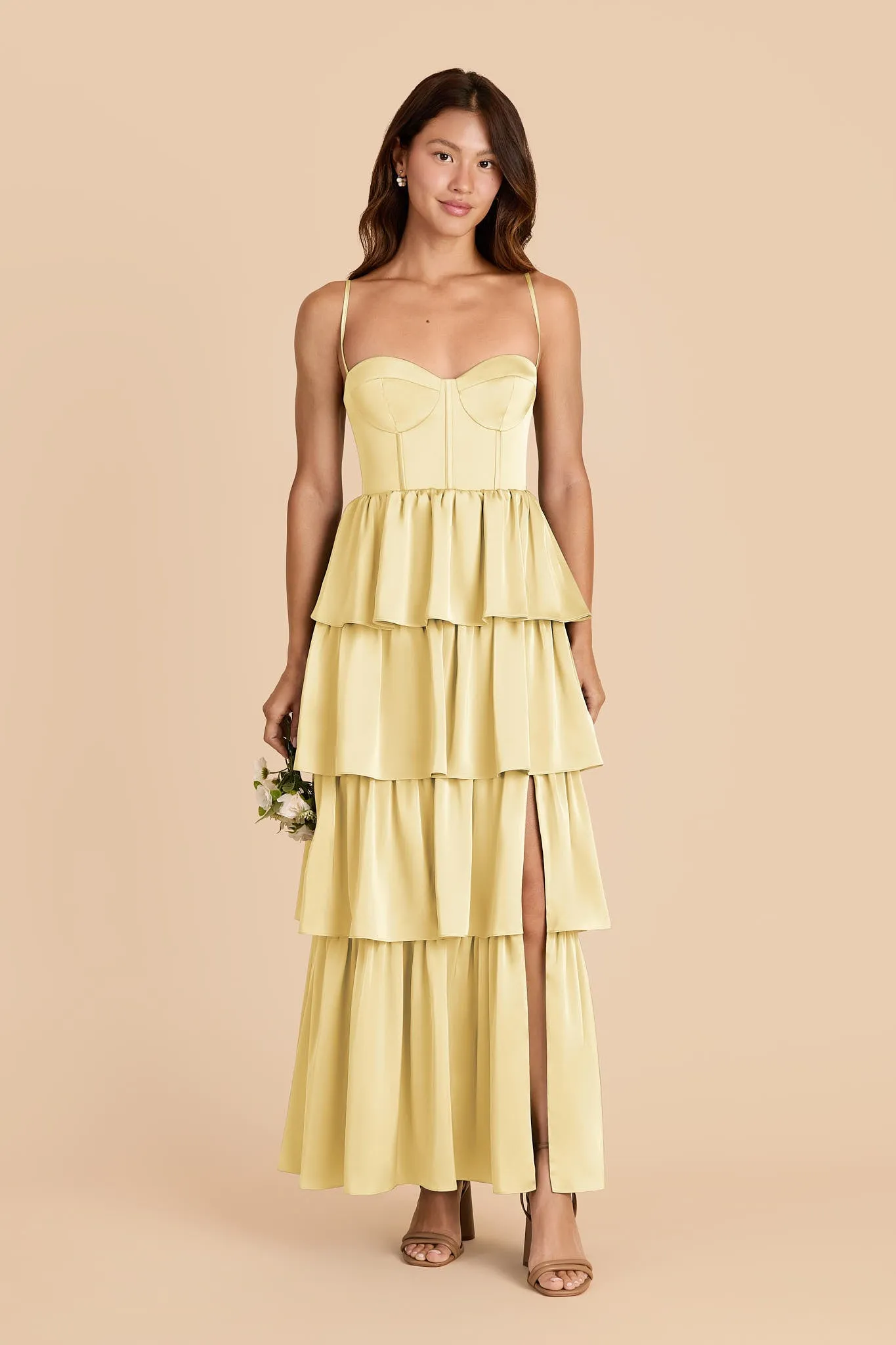 Lola Matte Satin Dress - Lemon Sorbet sold by Birdy Grey