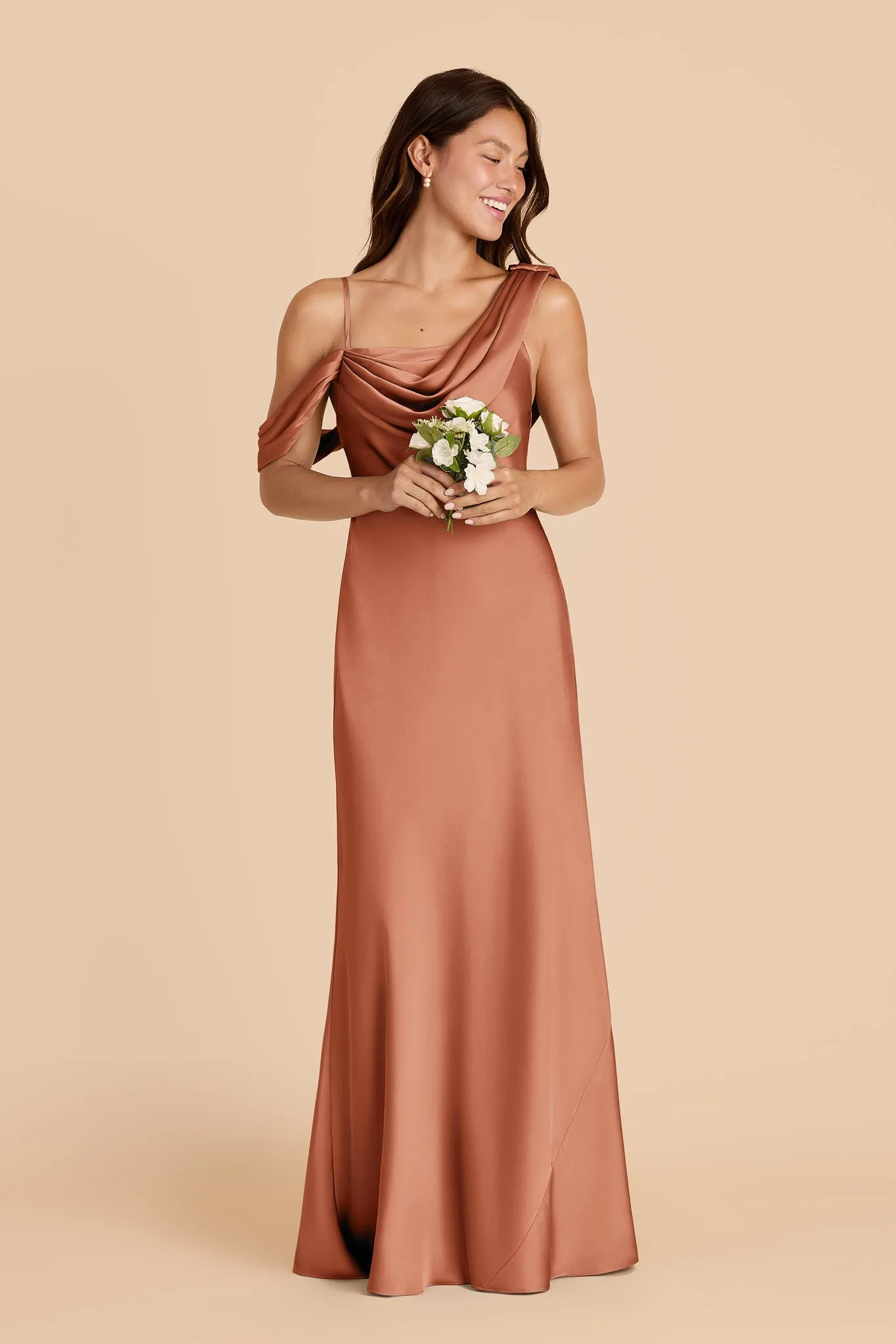 Freya Matte Satin Dress - Terracotta sold by Birdy Grey product image thumbnail 2