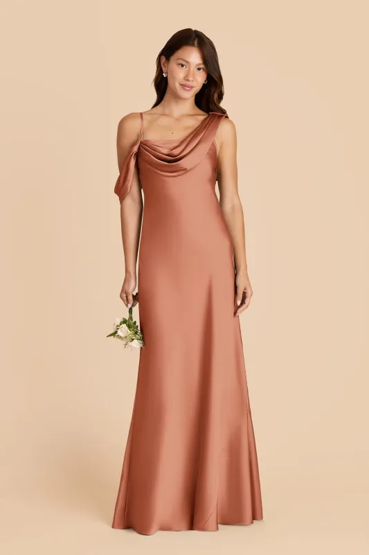 Freya Matte Satin Dress - Terracotta sold by Birdy Grey