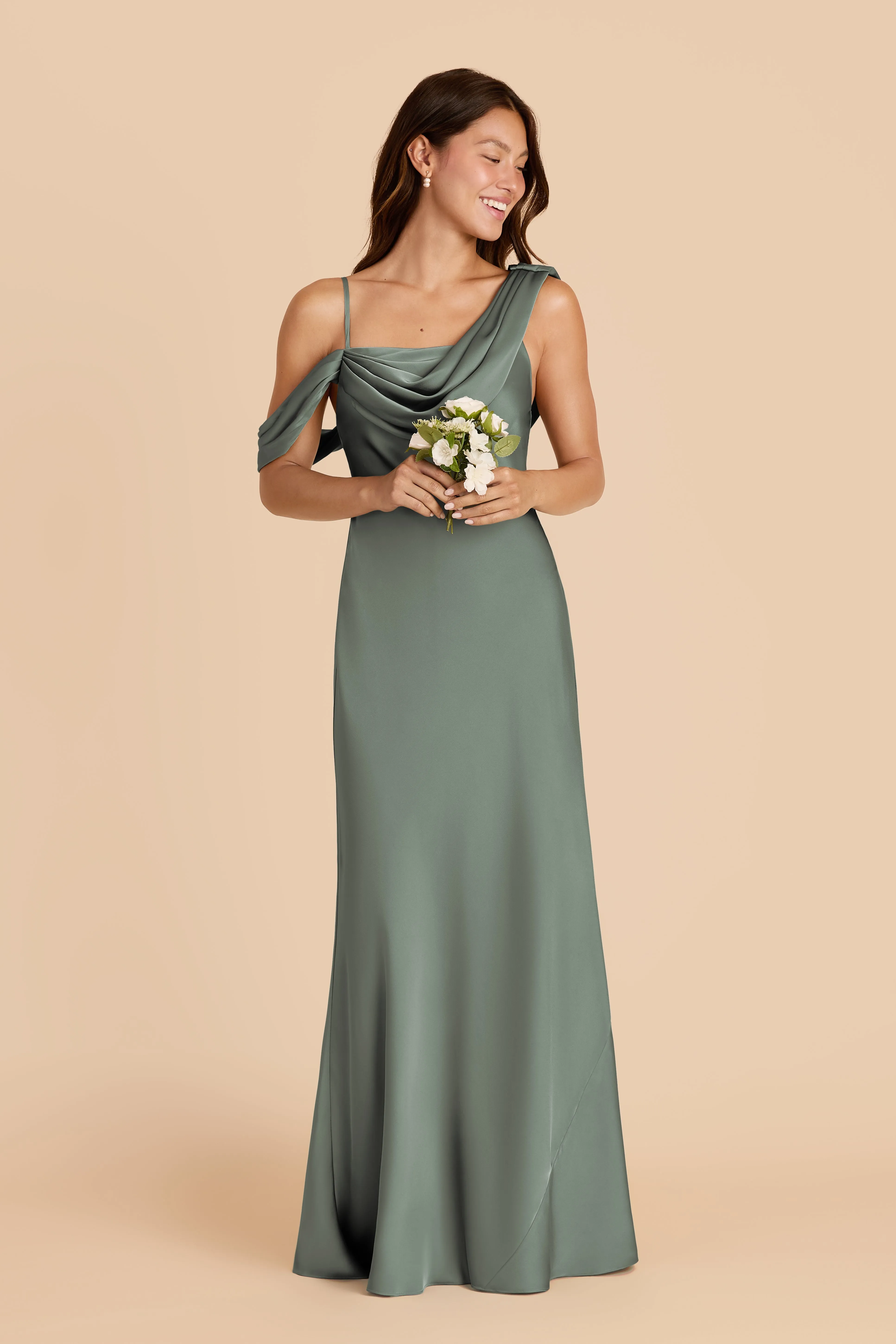 Freya Matte Satin Dress - Sea Glass sold by Birdy Grey
