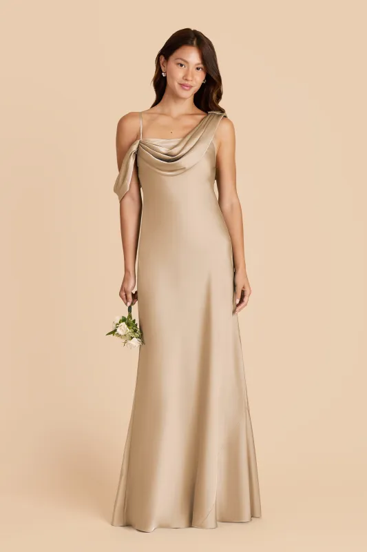 Freya Matte Satin Dress - Gold sold by Birdy Grey