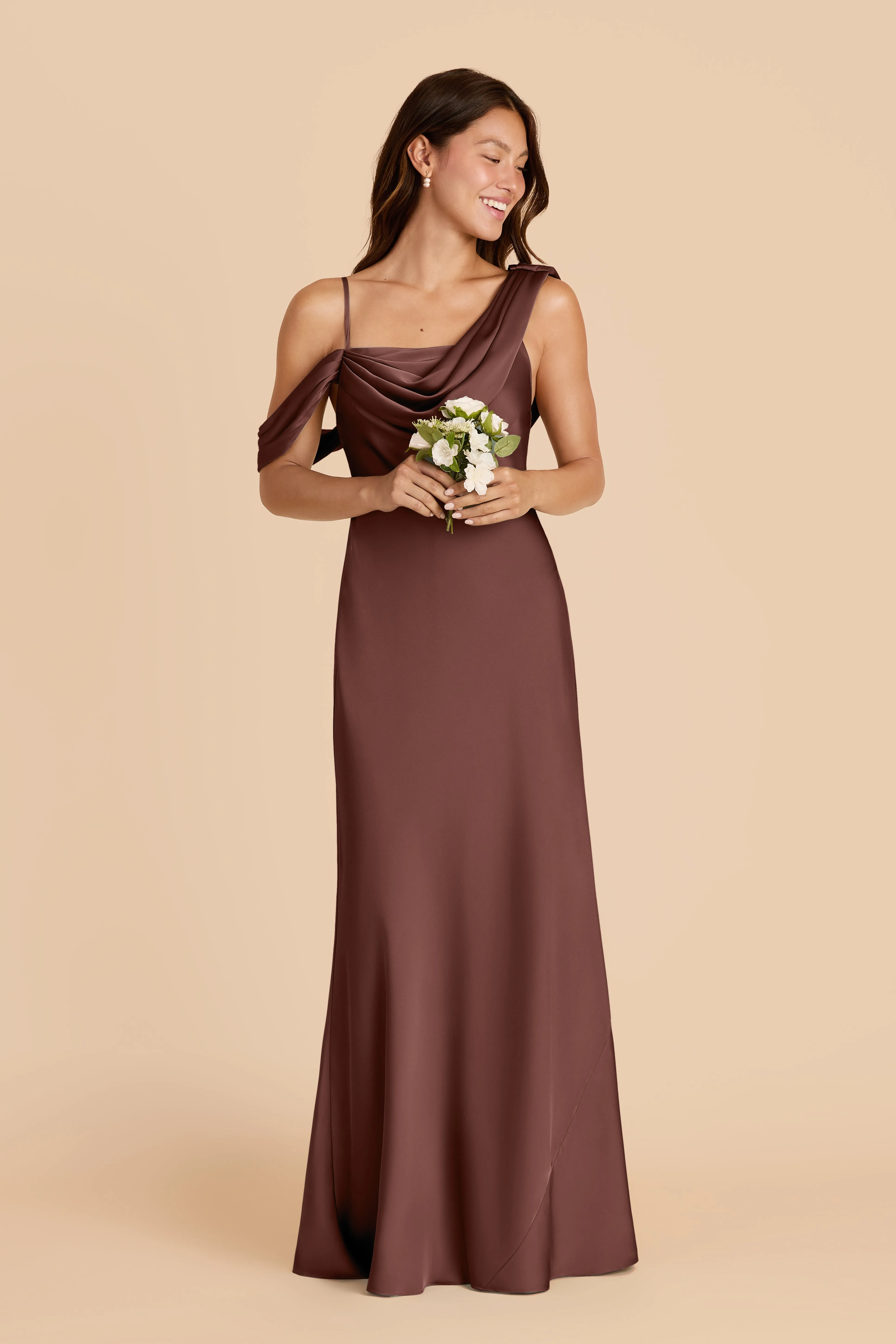 Freya Matte Satin Dress - Chocolate Brown sold by Birdy Grey product image thumbnail 2