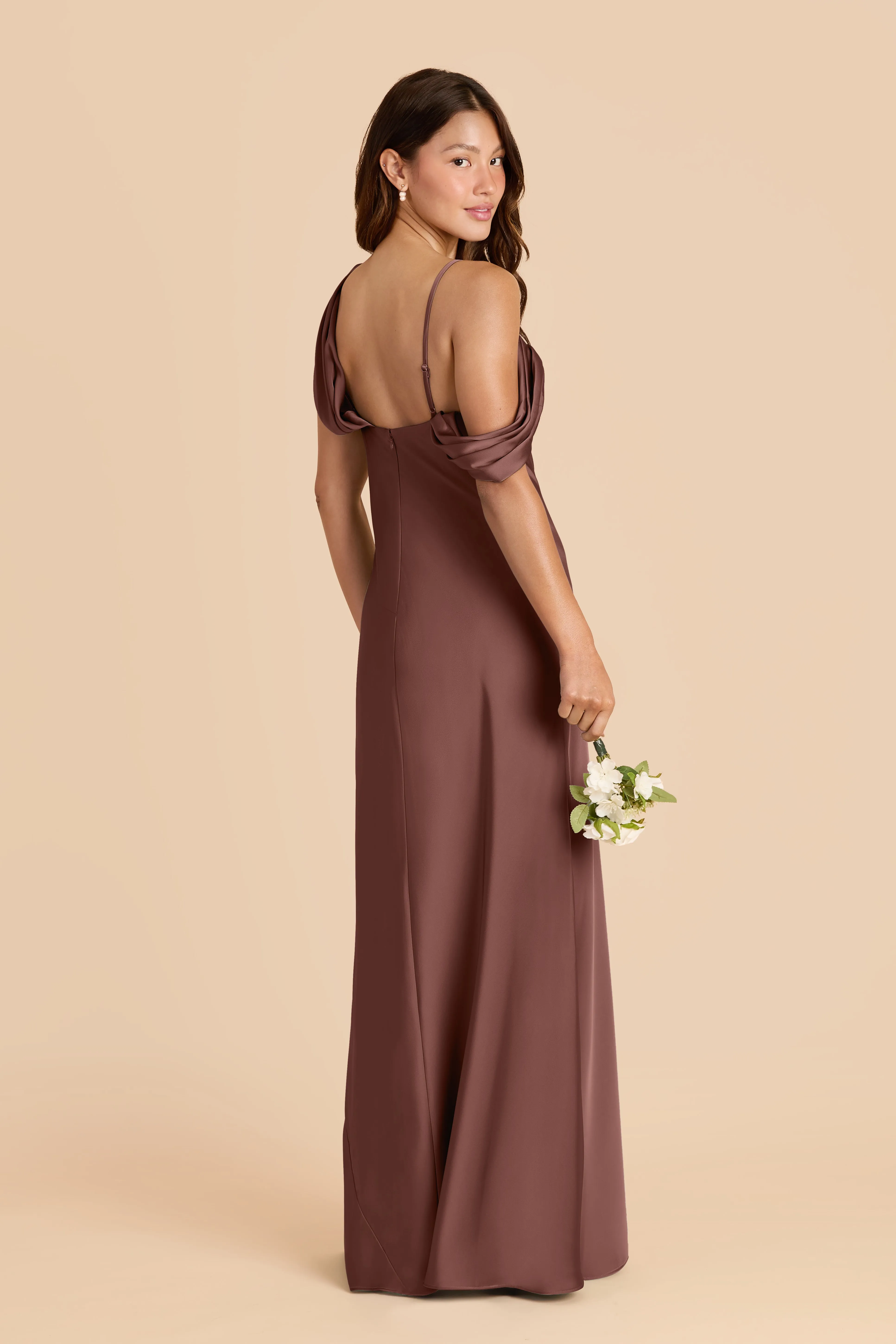 Freya Matte Satin Dress - Chocolate Brown sold by Birdy Grey product image thumbnail 3