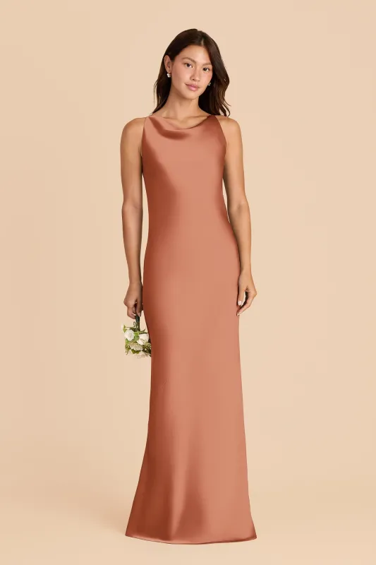 Destiny Matte Satin Dress - Terracotta sold by Birdy Grey