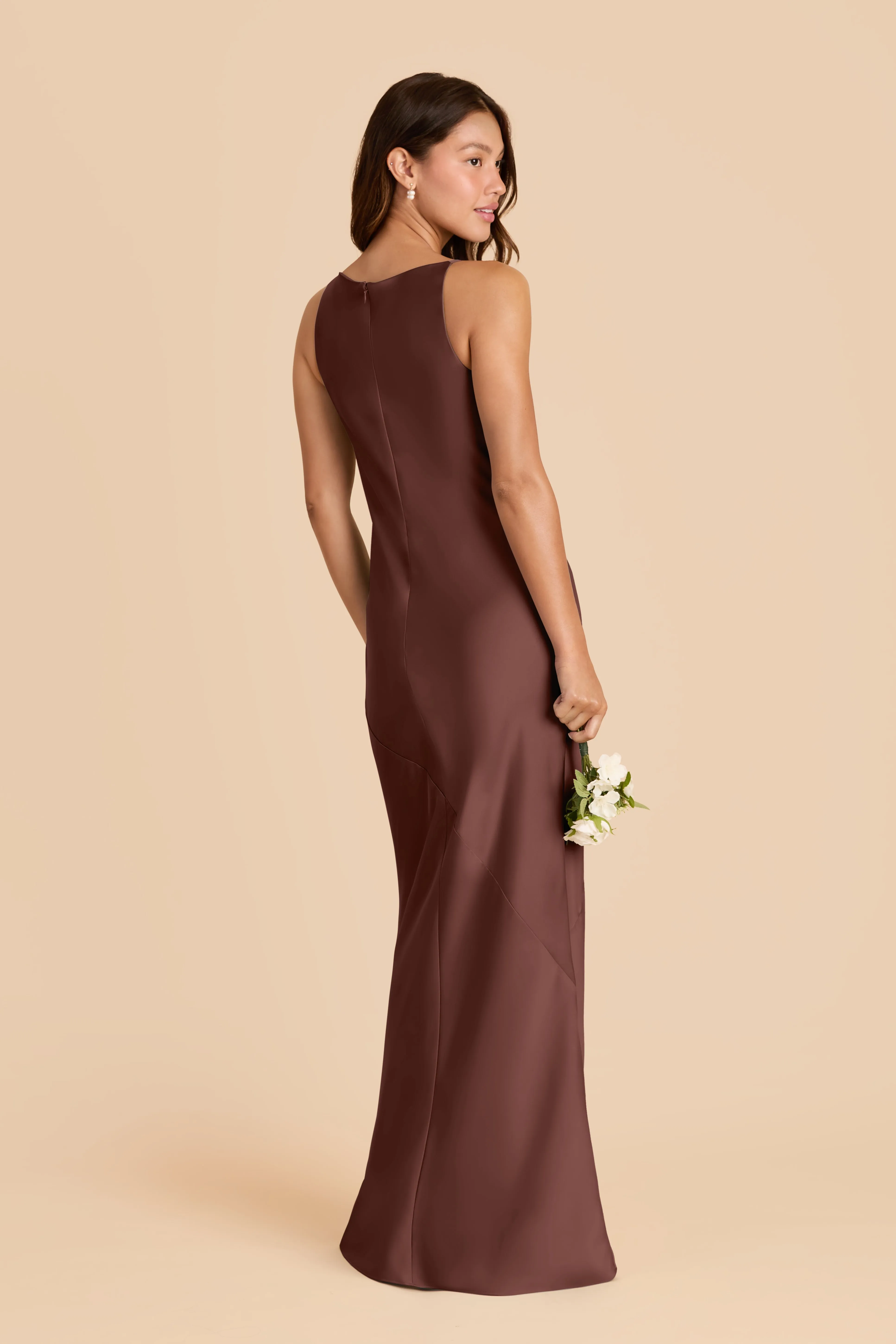 Destiny Matte Satin Dress - Chocolate Brown sold by Birdy Grey product image thumbnail 3