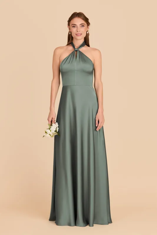 Monica Matte Satin Dress - Sea Glass sold by Birdy Grey