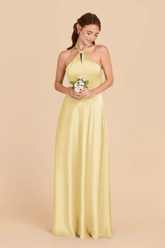 Monica Matte Satin Dress - Lemon Sorbet sold by Birdy Grey