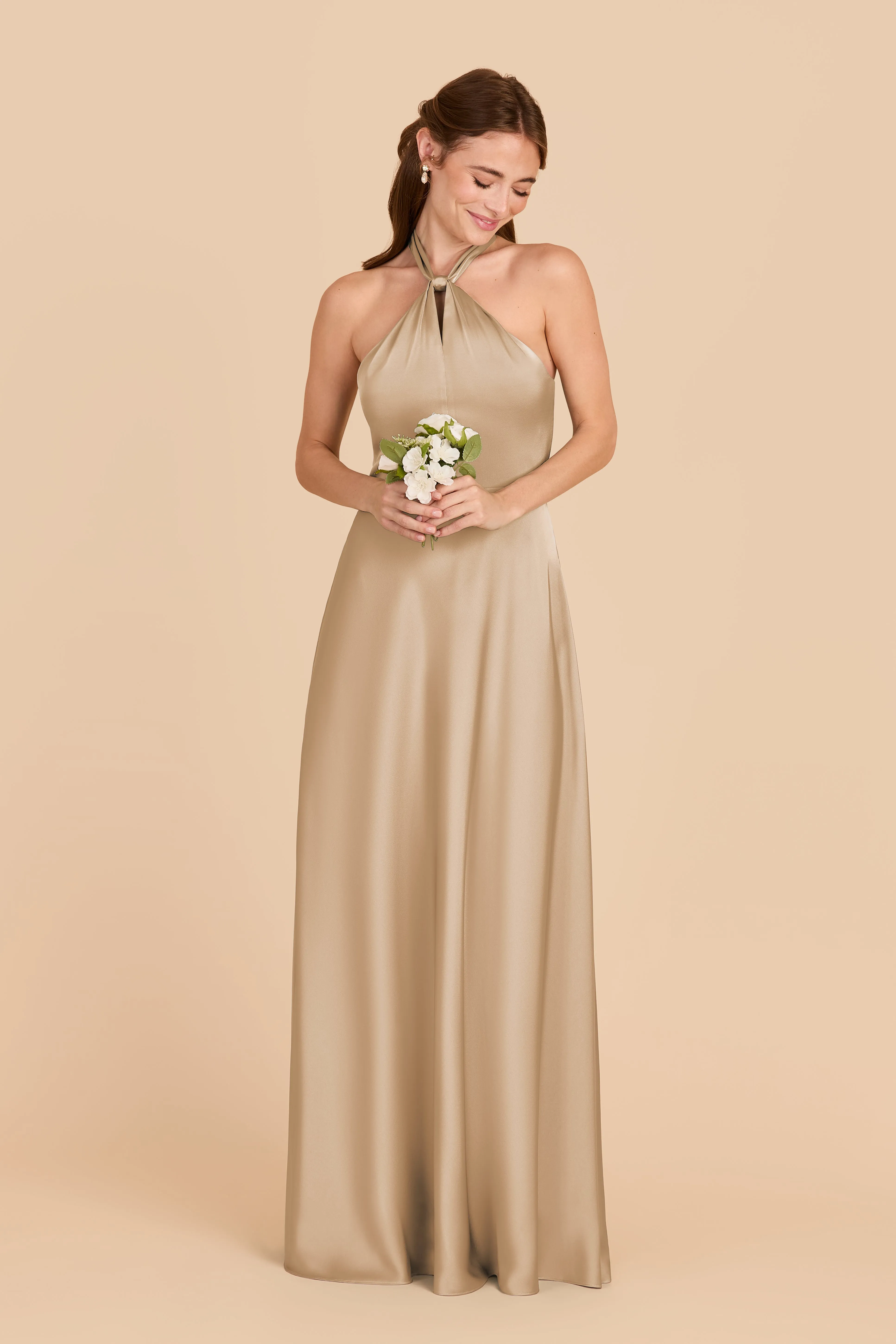 Monica Matte Satin Dress - Gold sold by Birdy Grey