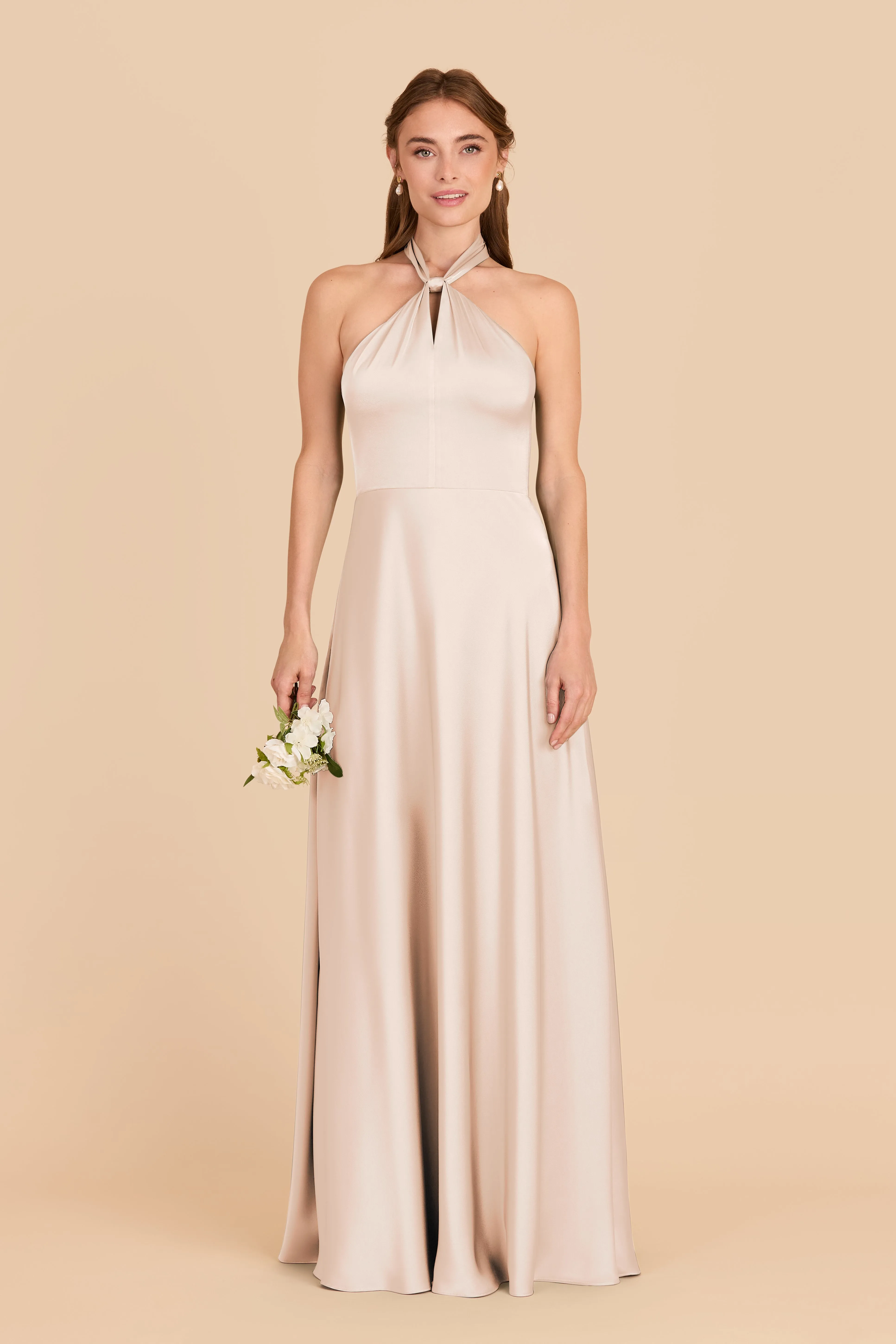 Monica Matte Satin Dress - Champagne sold by Birdy Grey