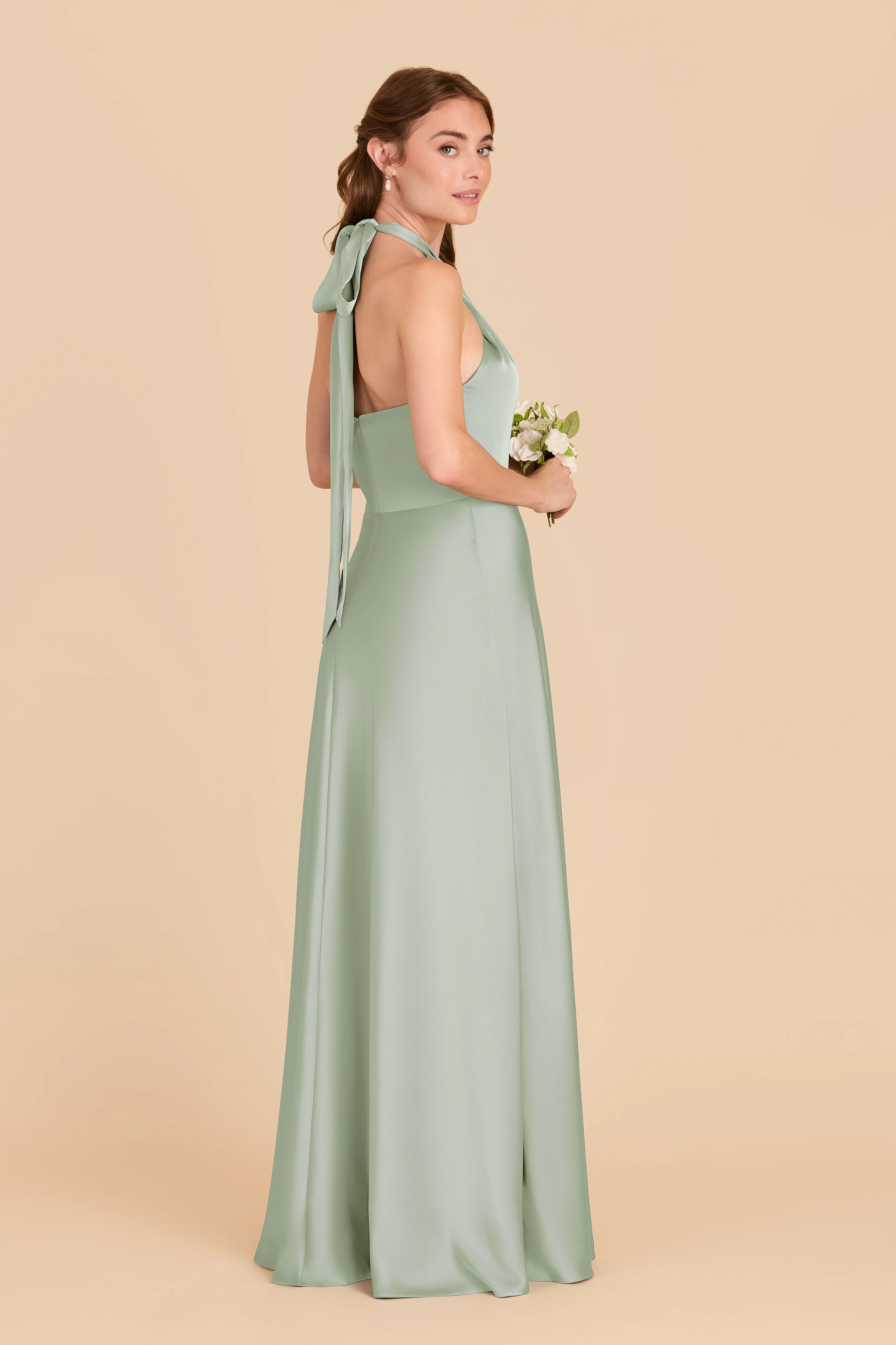 Monica Matte Satin Dress - Sage sold by Birdy Grey product image thumbnail 4