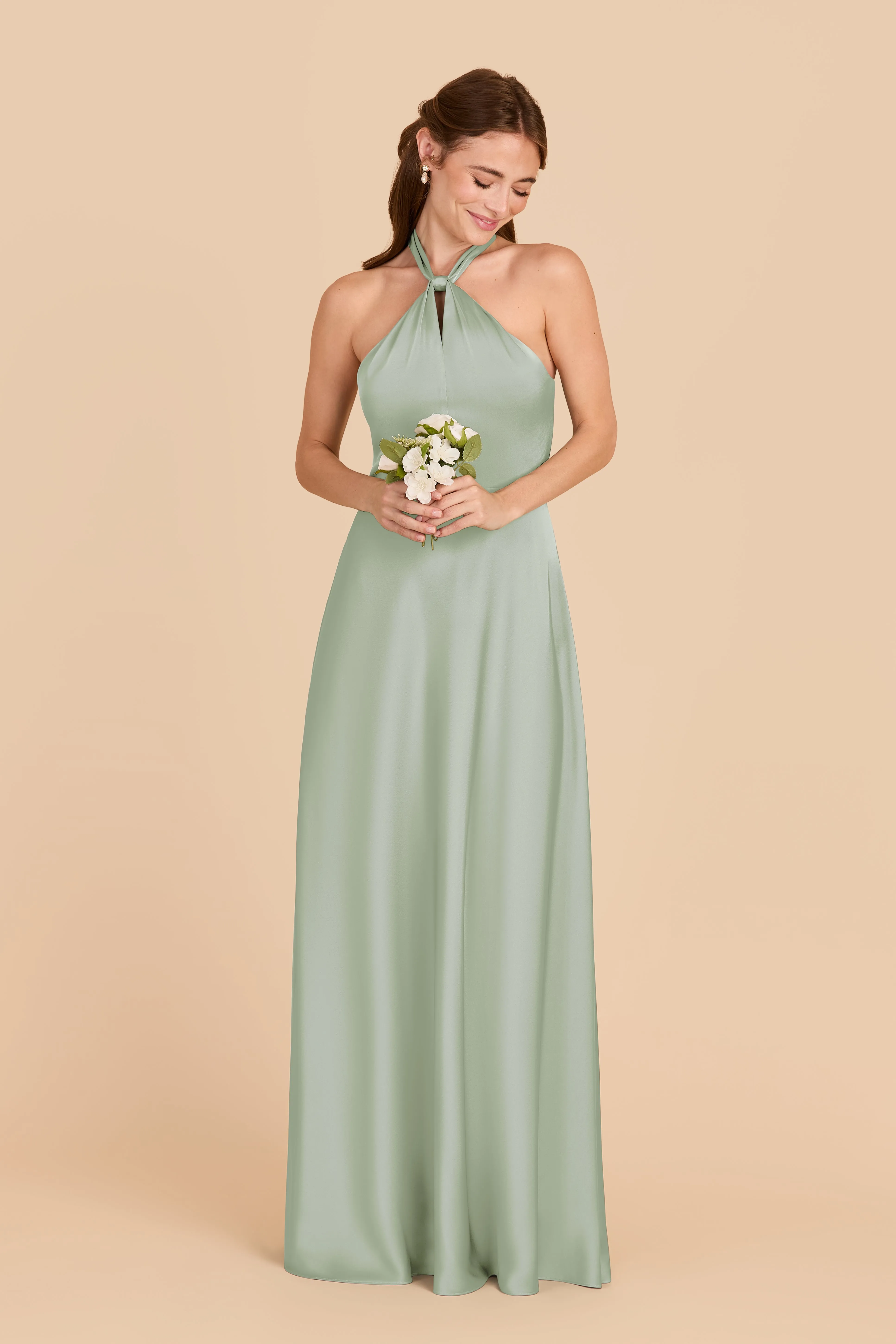 Monica Matte Satin Dress - Sage sold by Birdy Grey