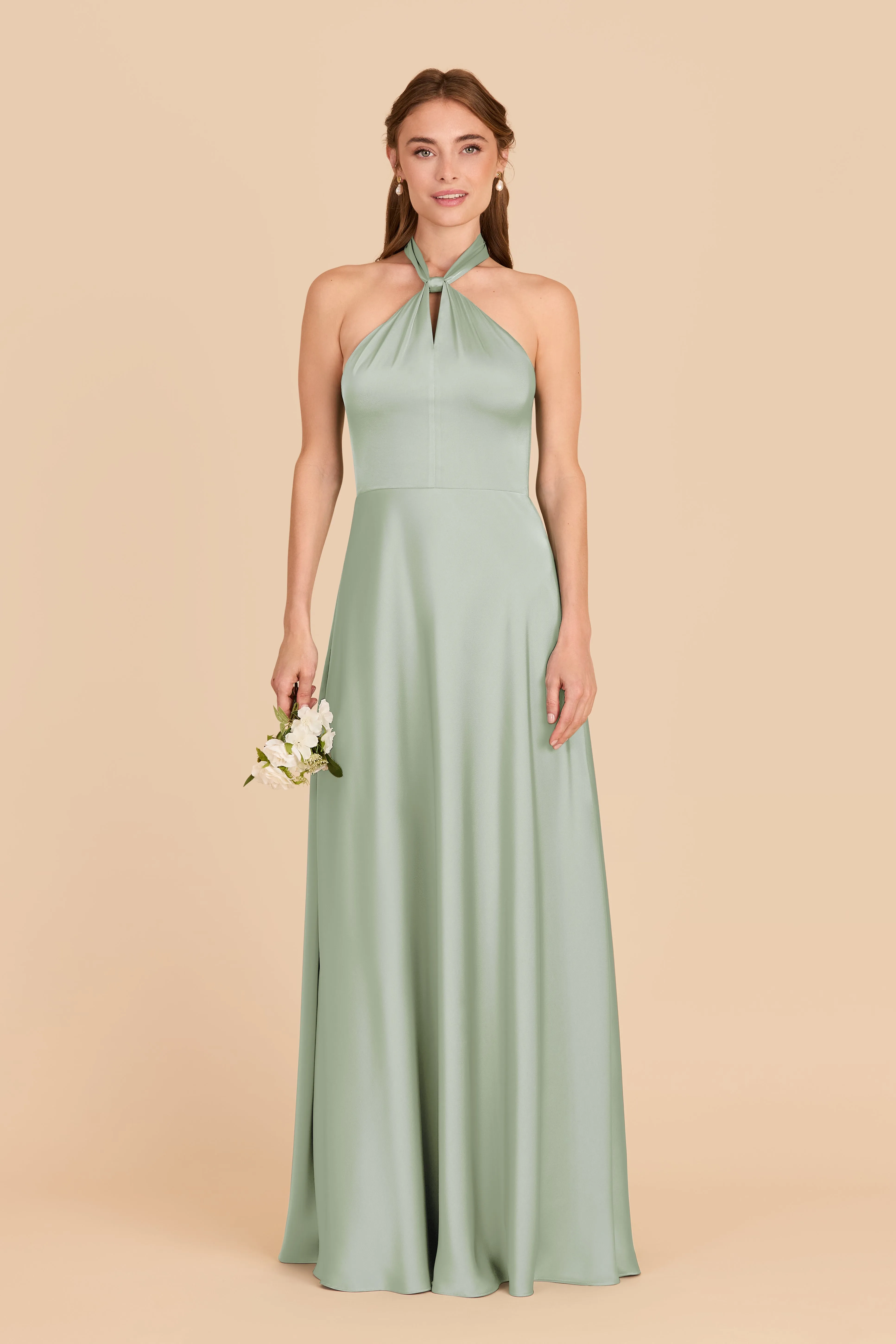 Monica Matte Satin Dress - Sage sold by Birdy Grey product image thumbnail 3