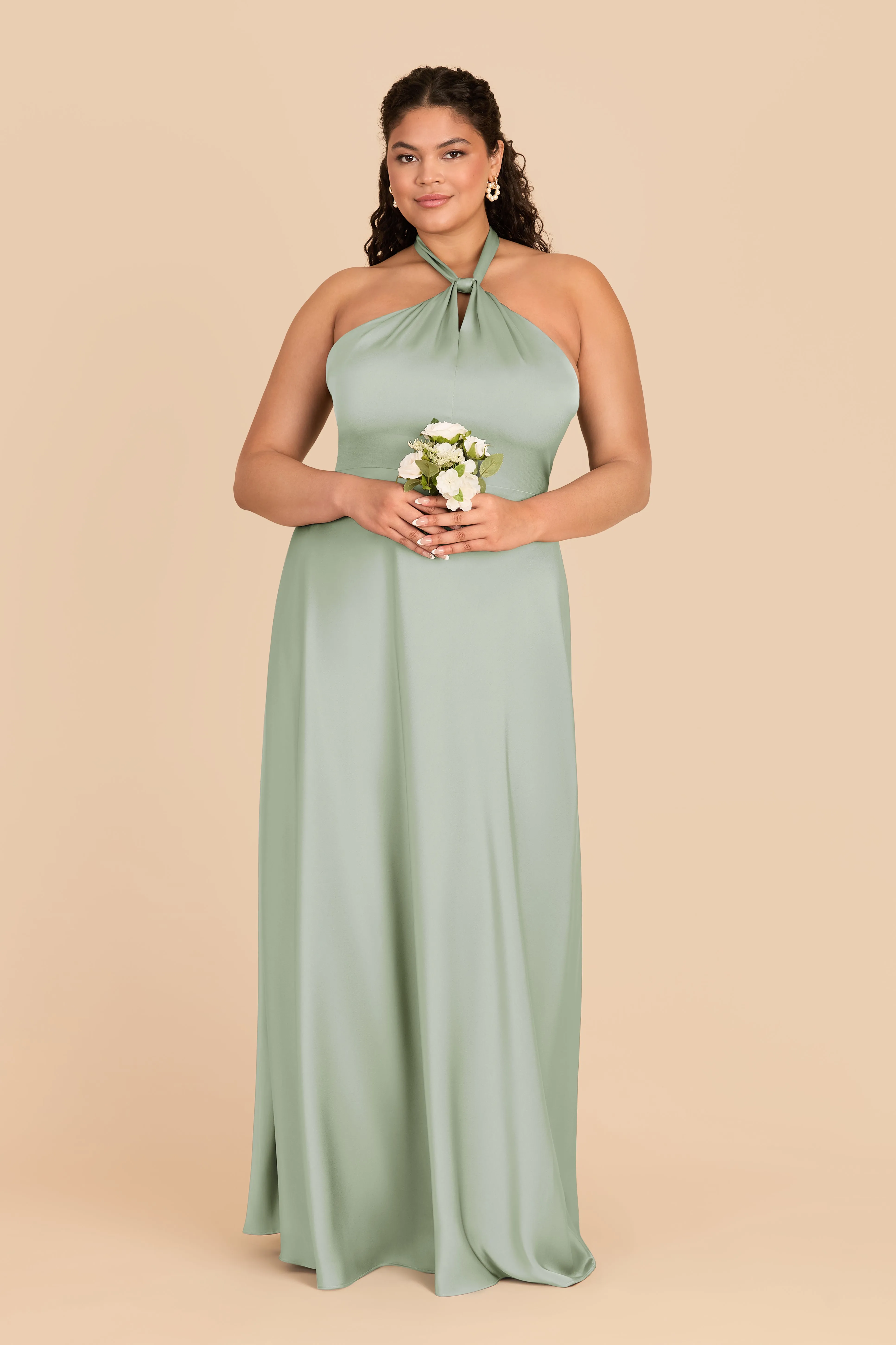 Monica Matte Satin Dress - Sage sold by Birdy Grey product image thumbnail 2