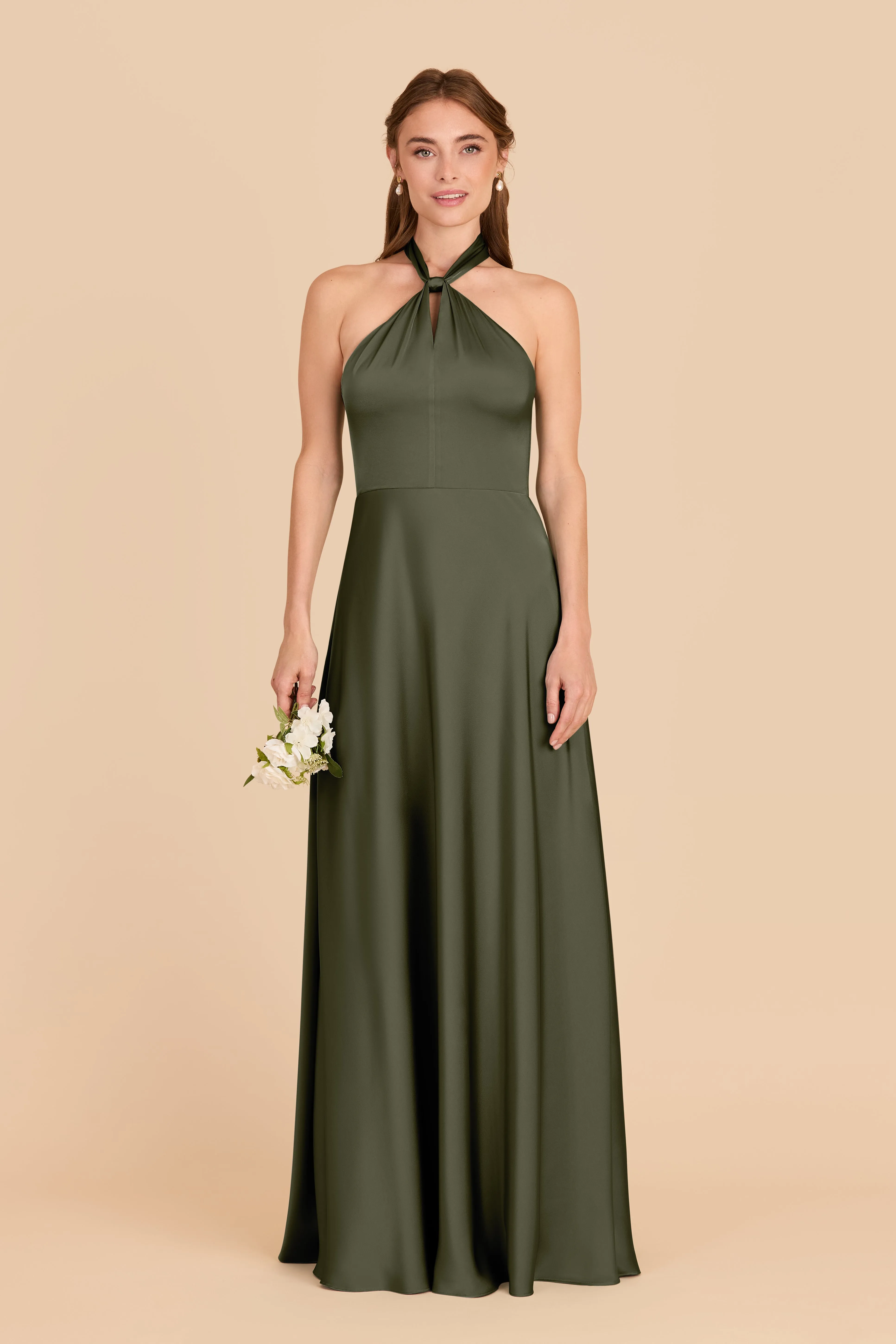 Monica Matte Satin Dress - Olive sold by Birdy Grey product image thumbnail 3