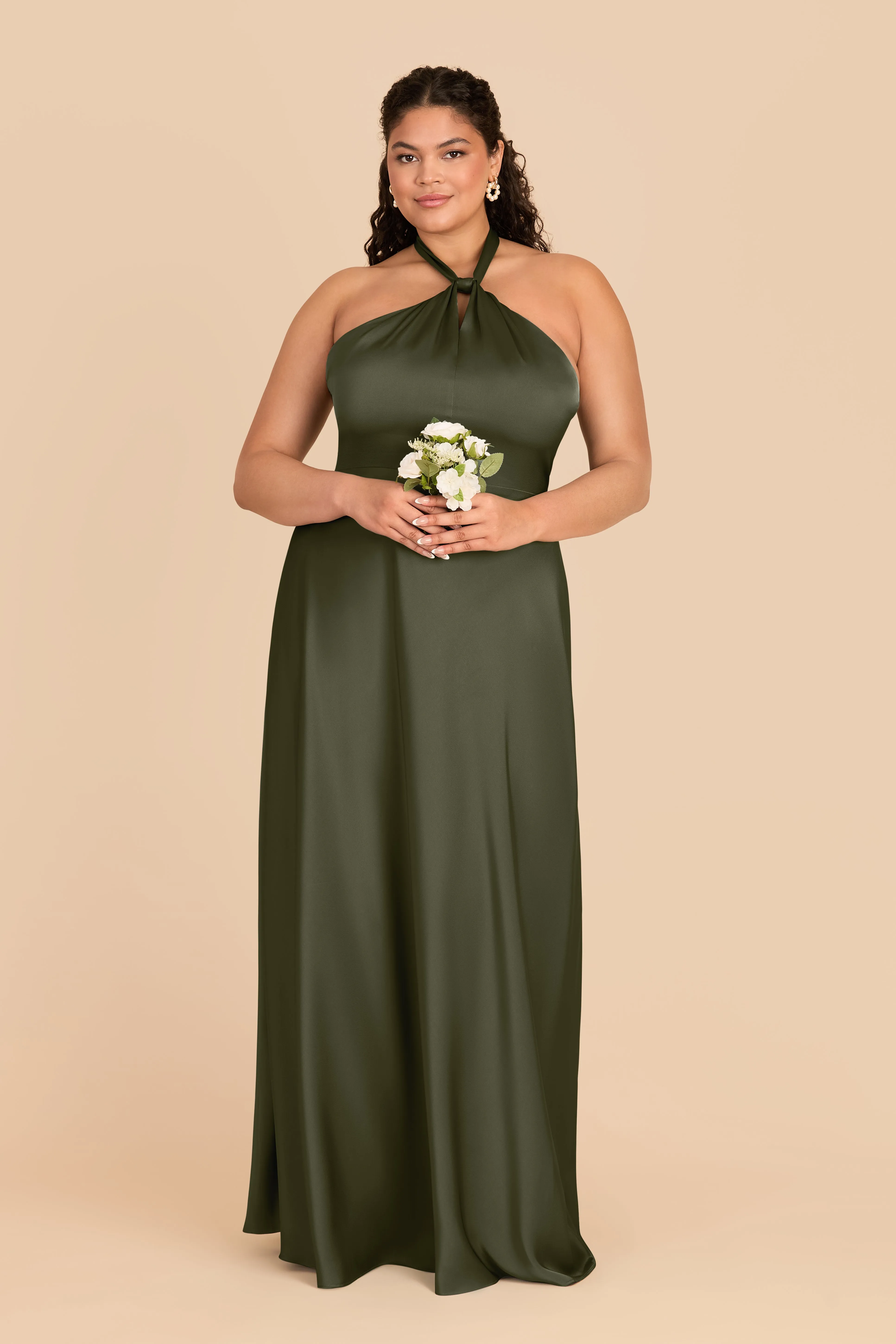 Monica Matte Satin Dress - Olive sold by Birdy Grey product image thumbnail 2
