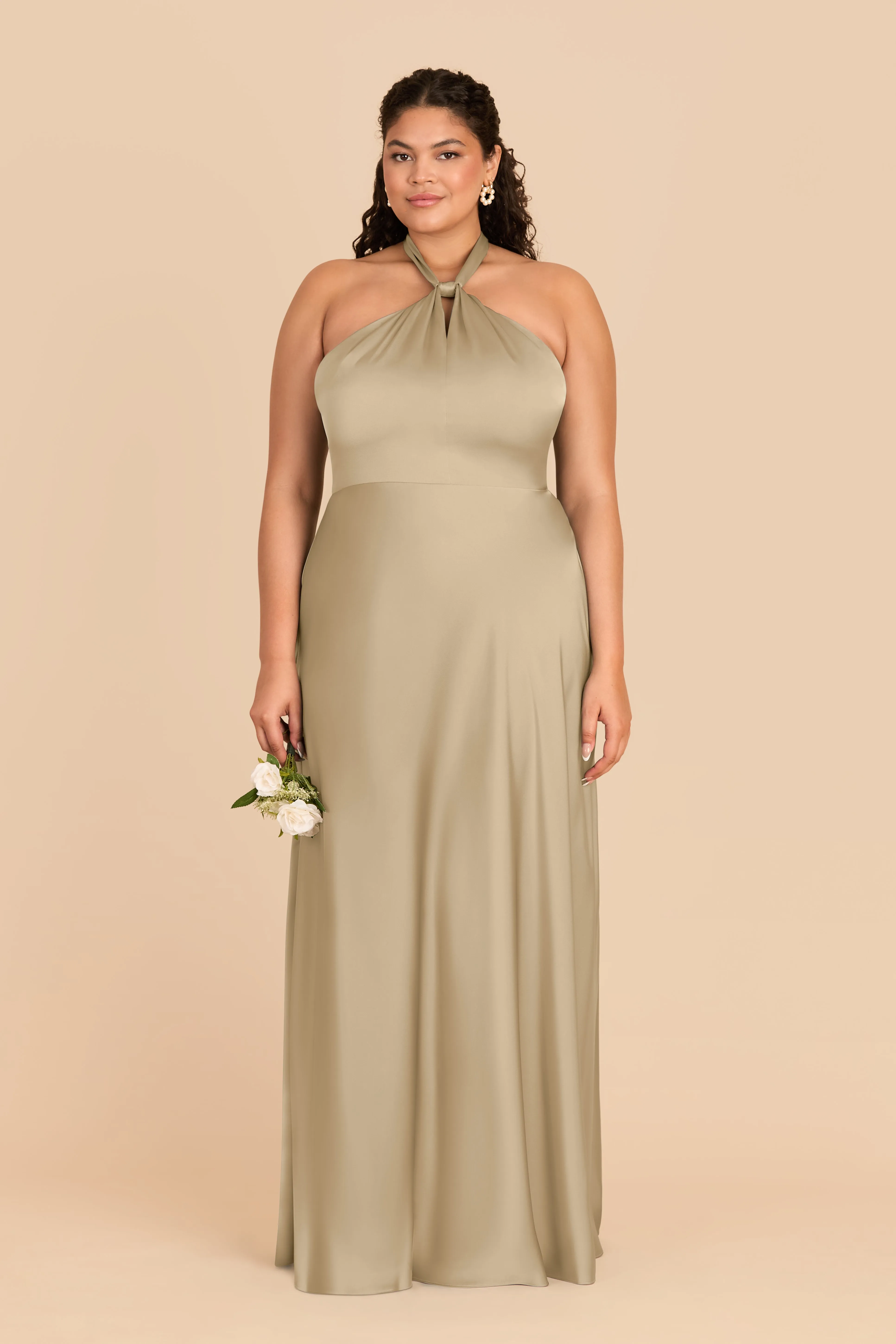 Monica Matte Satin Dress - Moss Green sold by Birdy Grey product image thumbnail 2